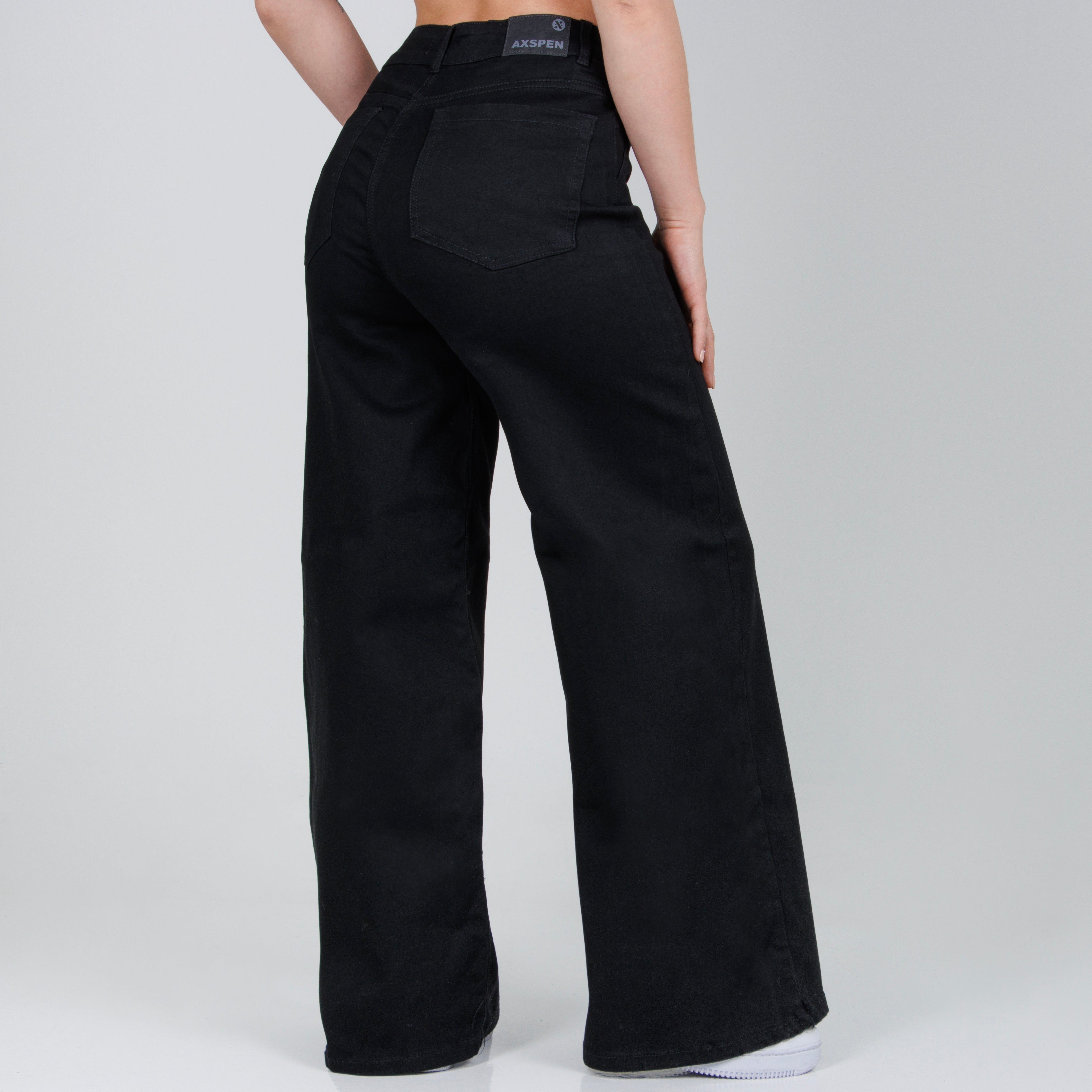 Jean Axspen Wide Leg Negro Ax-2889 Brillos