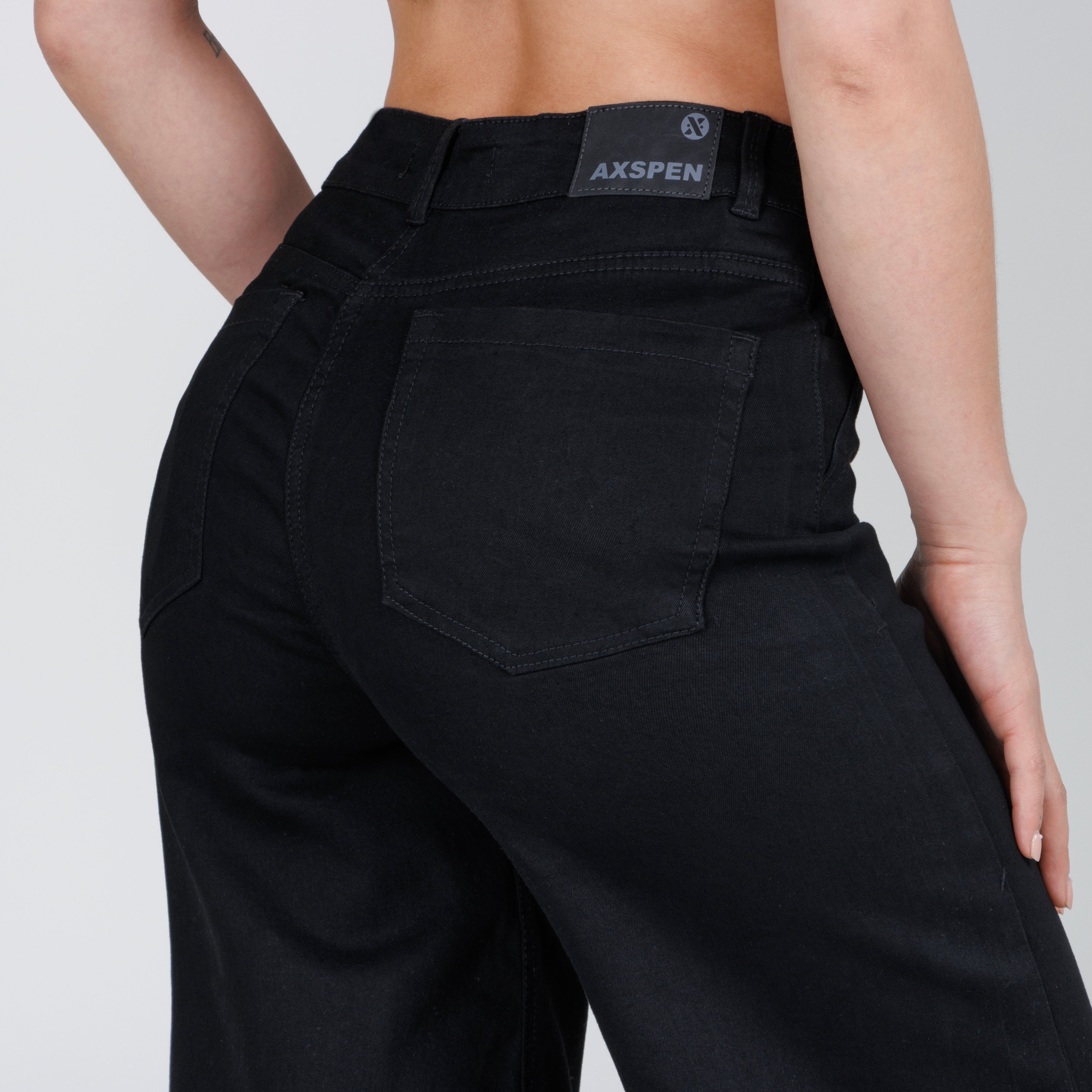 Jean Axspen Wide Leg Negro Ax-2889 Brillos