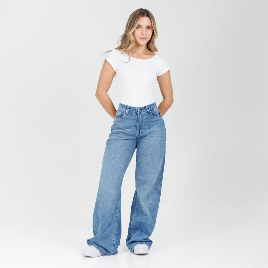 Jean Axspen Wide Leg Ax-2996 Rigido Brillos