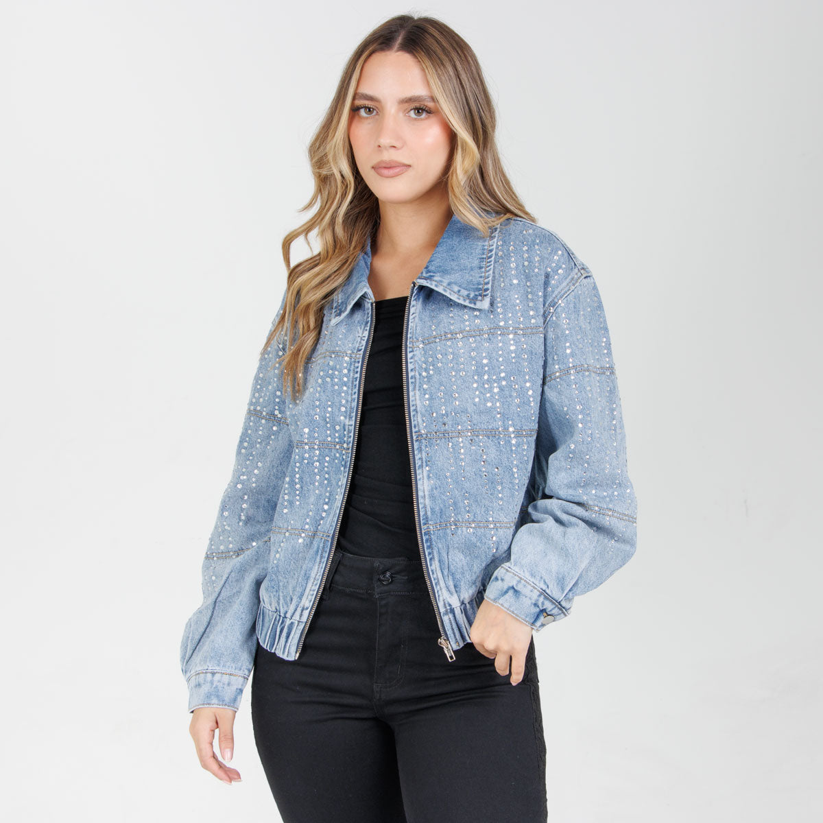 Chaqueta Denim brillos GY6513