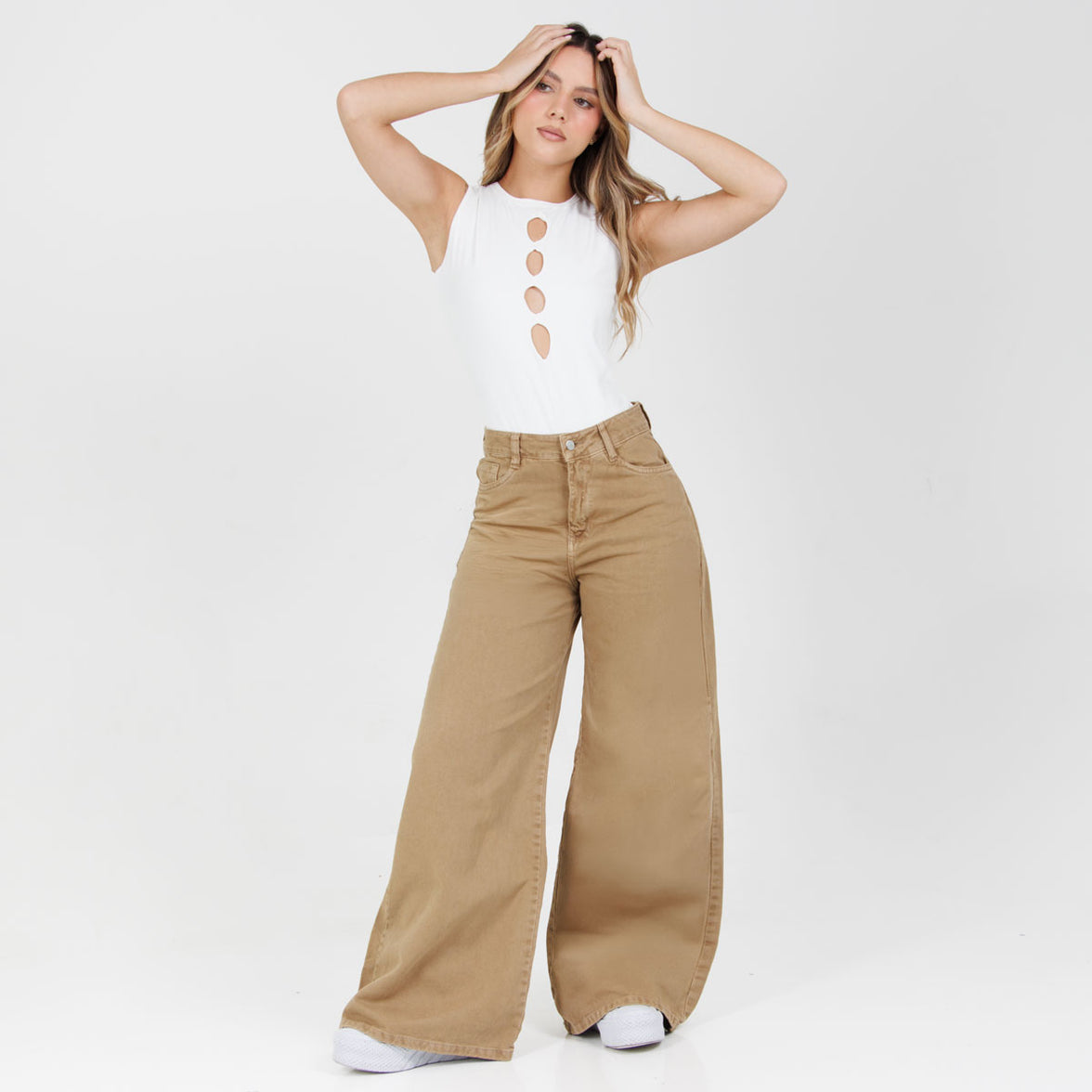 Jean Axspen Wide Leg Ax-2921 beige Rigido