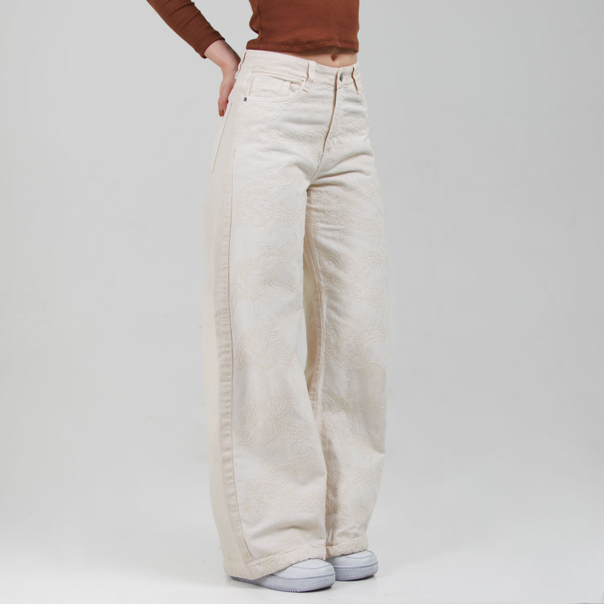 Jean Wide Leg Marfil Ax-3070 Rigido