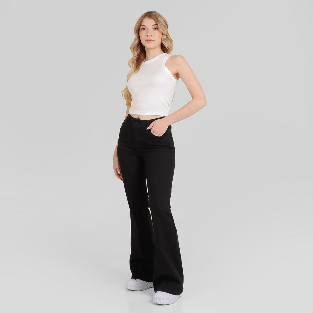 Pantalón Drill Flare Negro Ax-3060 Licrado